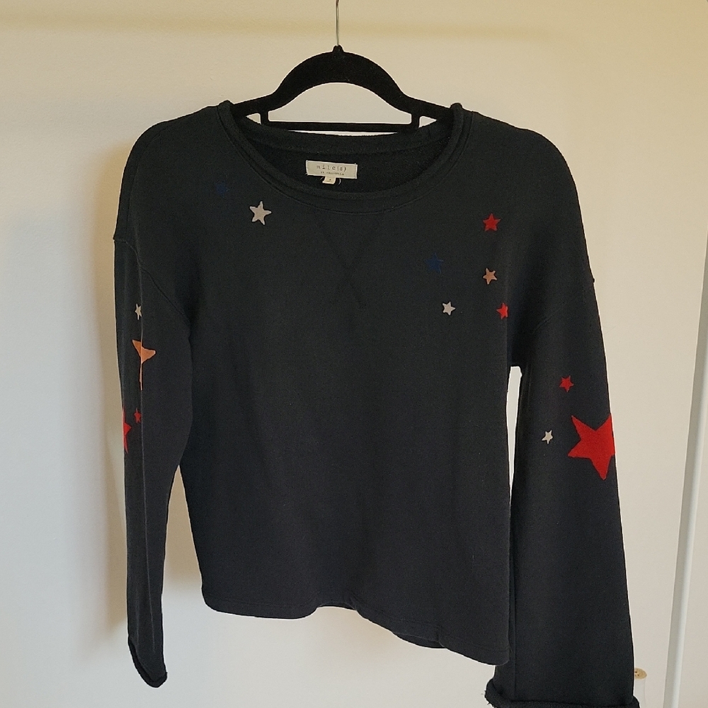 Madewell Black Graphic Sweatshirt with Red Star Accents